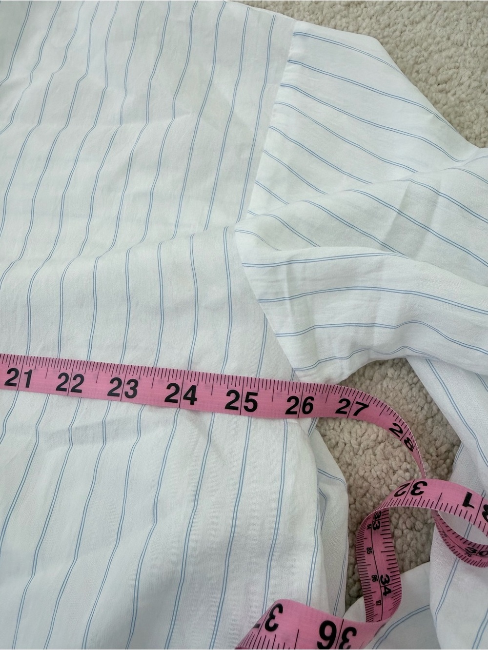 Zara White Blouse with Light Blue Pinstripes - Picture 7 of 10